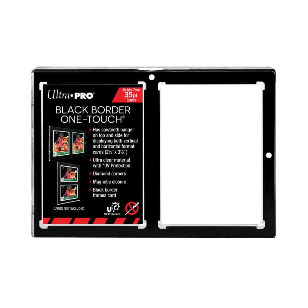 35pt 2 card black border uv one touch magnetic holder