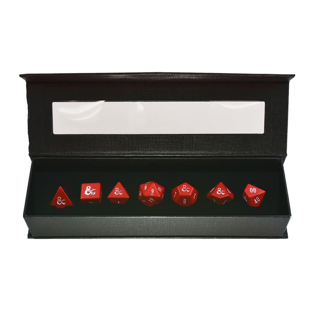 heavy metal red and white rpg dice set 7ct for dungeons dragons