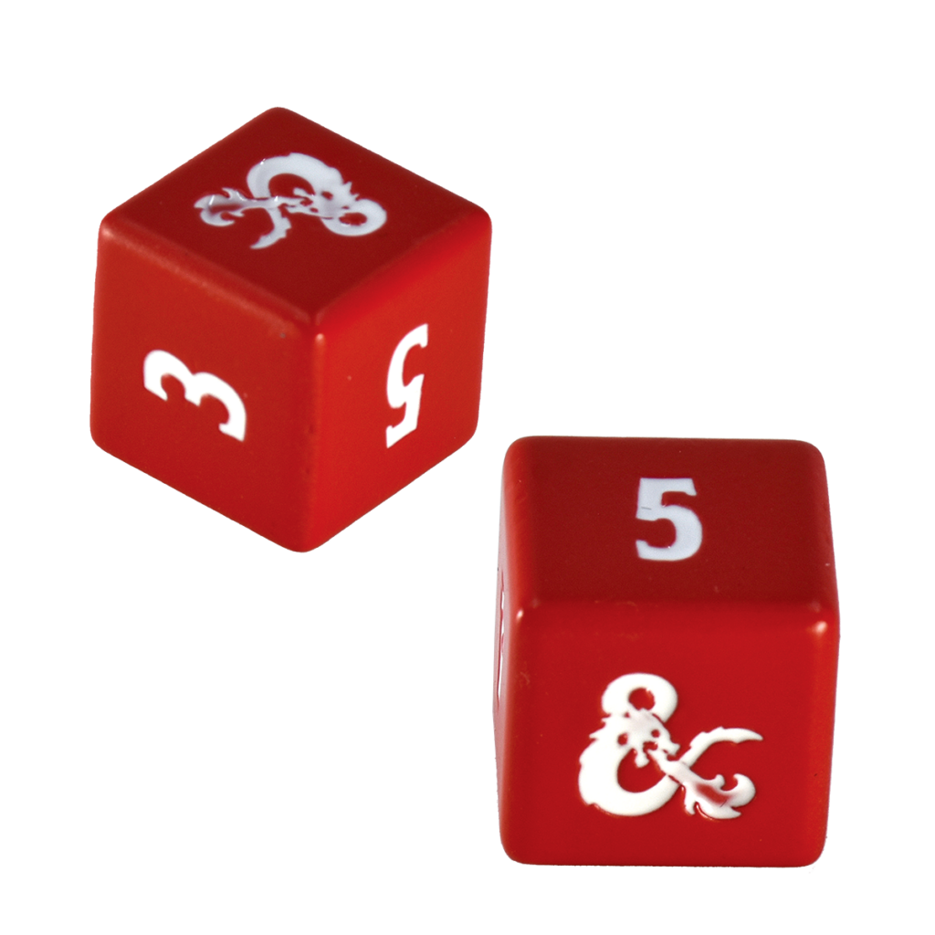 heavy metal red and white d6 dice set 4ct for dungeons dragons